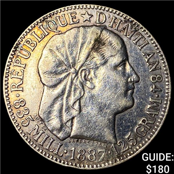 1887 Haiti Silver 50 Cents .835 ASW