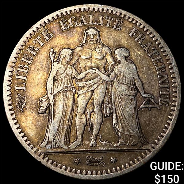1848A France Silver 5 Francs