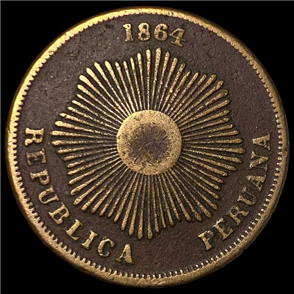 1864 Peru Bronze 2 Centavos