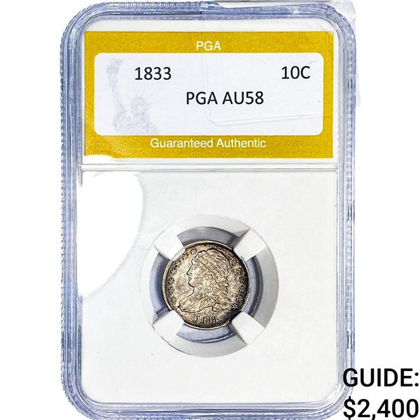 1833 Capped Bust Dime PGA AU58
