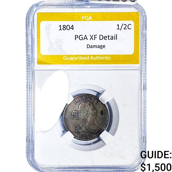 1804 Draped Bust Half Cent PGA XF Detail Damage