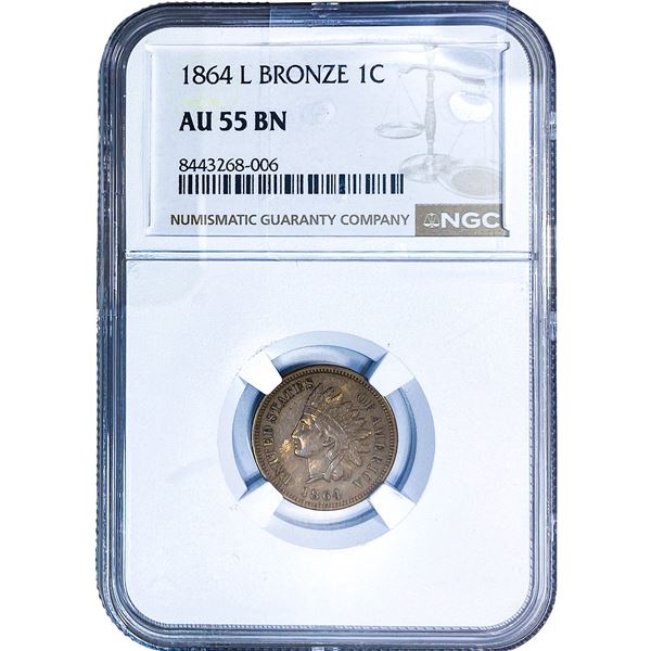 1864 Indian Head Cent NGC AU55 BN
