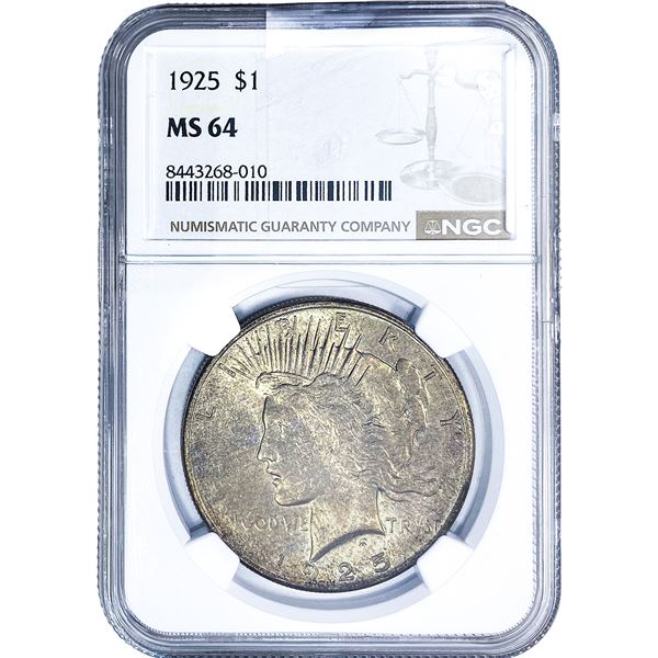 1925 Silver Peace Dollar NGC MS64