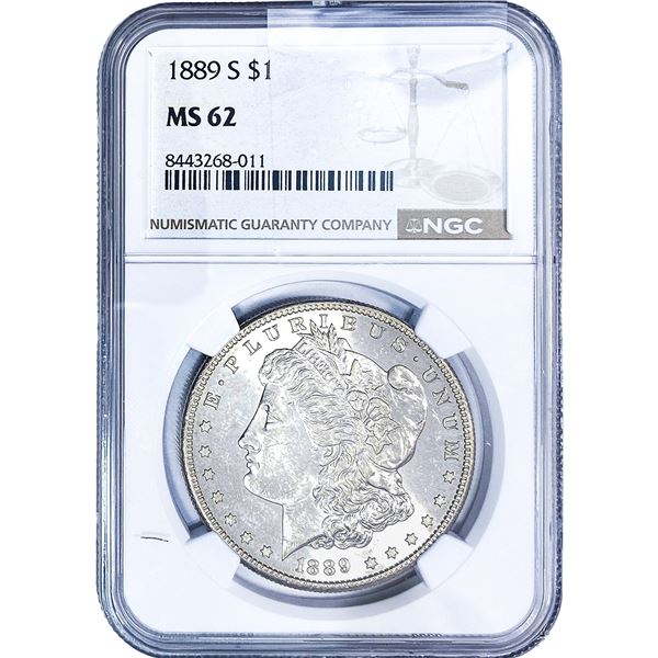 1889-S Morgan Silver Dollar NGC MS62