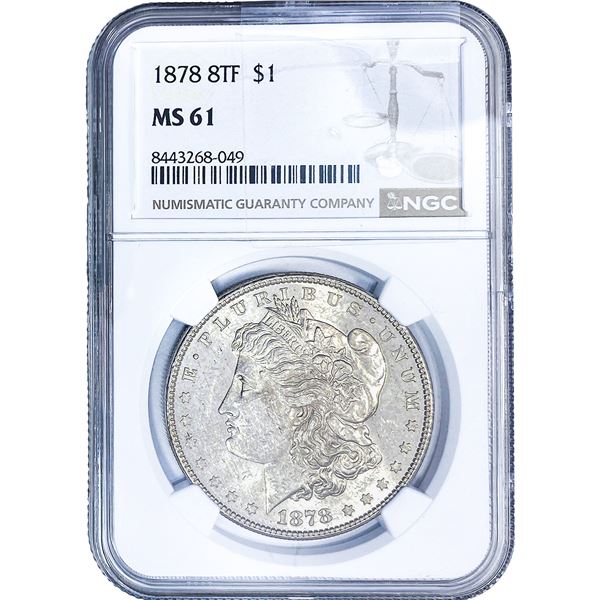 1878 8TF Morgan Silver Dollar NGC MS61