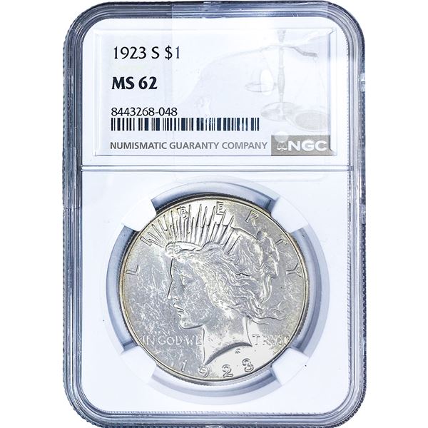 1923-S Silver Peace Dollar NGC MS62