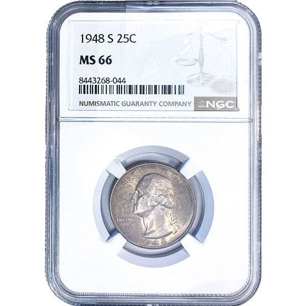 1948-S Washington Silver Quarter NGC MS66