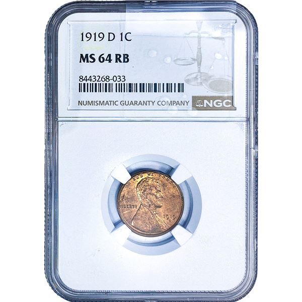 1919-D Wheat Cent NGC MS64 RB