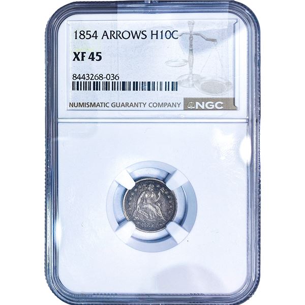 1854 Seated Liberty Half Dime NGC XF45 Arrows