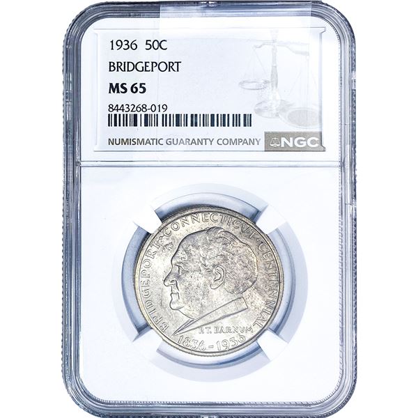 1936 Bridgeport Half Dollar NGC MS65