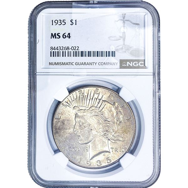 1935 Silver Peace Dollar NGC MS64