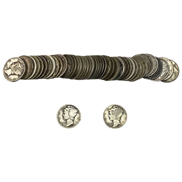 48 Coins Mixed Dates Merc & Barber 10C