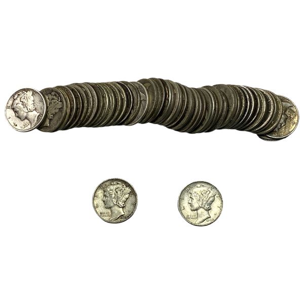 [50 Coins] Mixed Dates Mercury Silver Dime