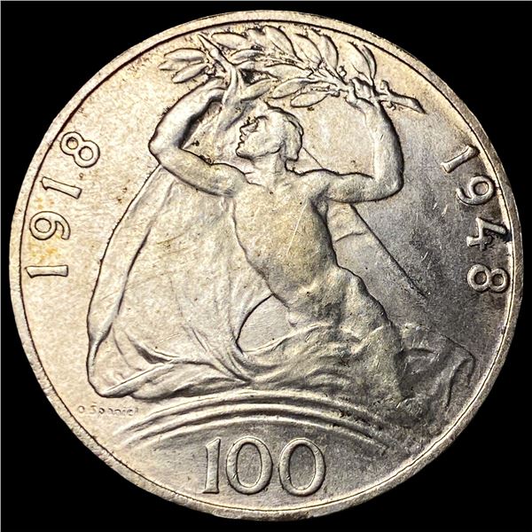 1948 Czechoslavakia Silver 100 Korun KM-27