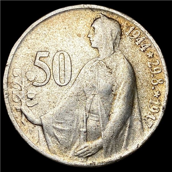 1947 Czechoslovakia Silver 50 Korun
