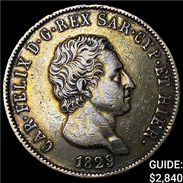 1829 Italy Silver 5 Lire