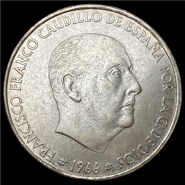 1966 Spain Silver 100 Pesetas