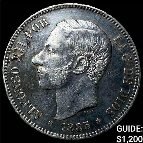 1883MSM Spain Silver 5 Pesetas
