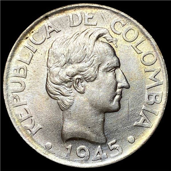 1945B Republic of Colombia Silver 20  Centavos