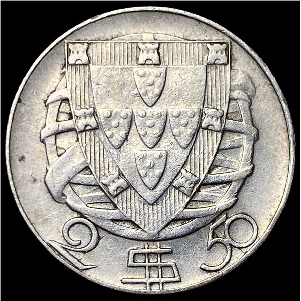 1945 Portugal Silver 2 1/2 Escudos