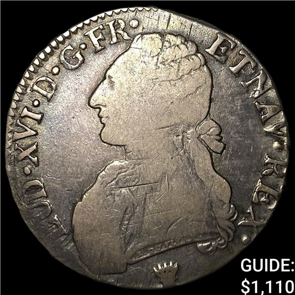 1778 France Louis XVI Silver 1 Ecu