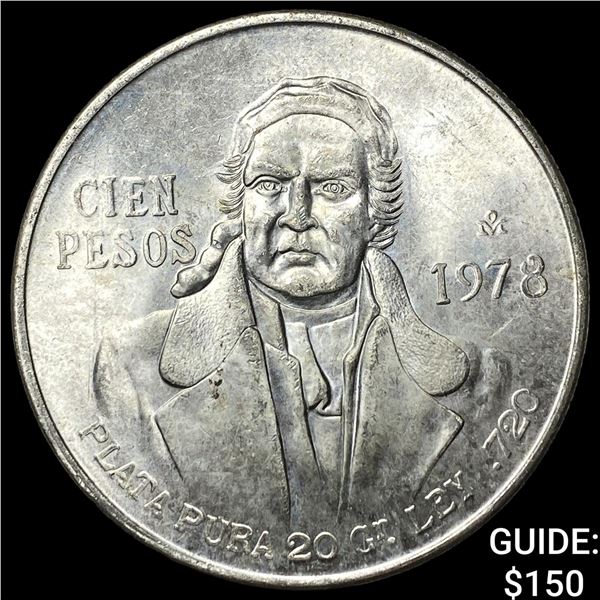 1978Mo Mexico Silver 100 Pesos