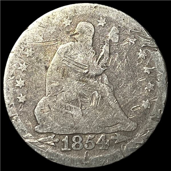 1854 Arrows Seated Liberty Quarter NICELY CIRCULATED
