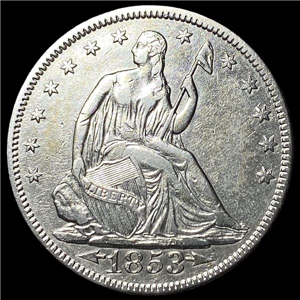 1853 Arrows/Rays Seated Liberty Half Dollar NEARLY UNCIRCULATED