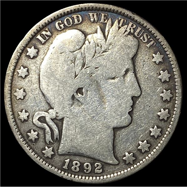 1892 Silver Barber Half Dollar LIGHTLY CIRCULATED