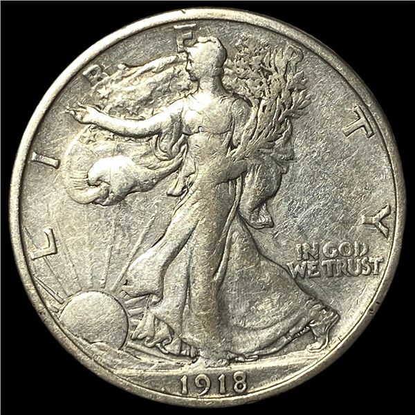 1918-S Silver Walking Liberty Half Dollar NEARLY UNCIRCULATED