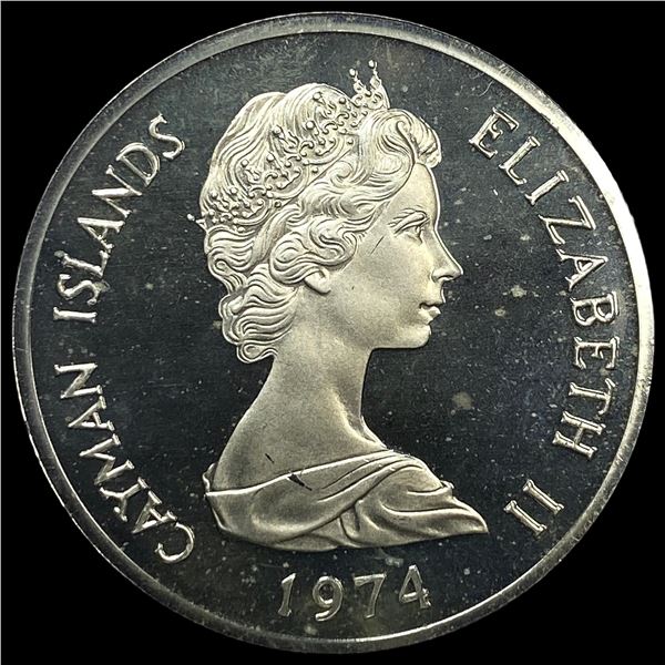 1974 Cayman Islands Silver Dollar GEM PROOF