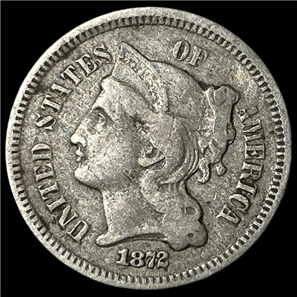 1872 Nickel Three-Cent Piece NEARLY UNCIRCULATED