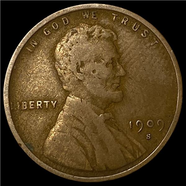 1909-S Lincoln Wheat Cent LIGHTLY CIRCULATED