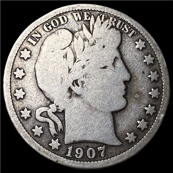 1907-S Silver Barber Half Dollar NICELY CIRCULATED