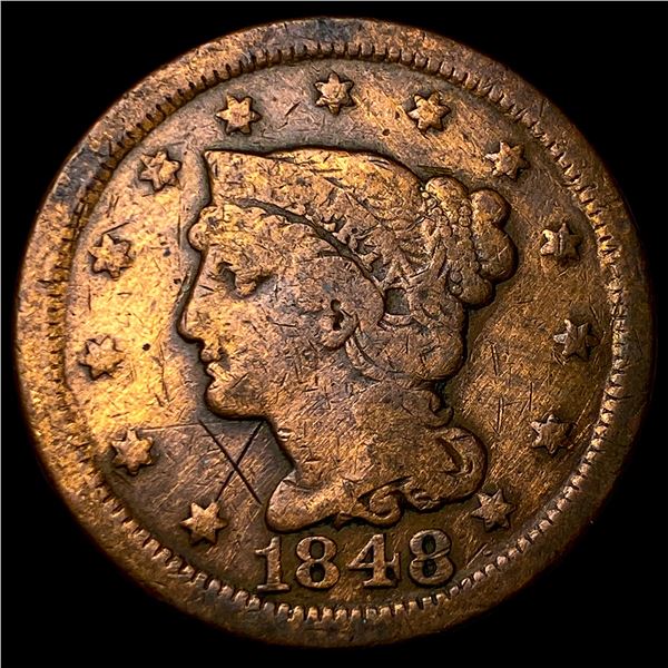 1848 Braided Hair Large Cent NICELY CIRCULATED