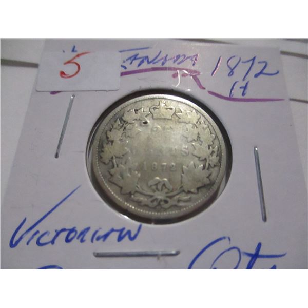 1872H CANADA VICTORIAN SILVER QUARTER