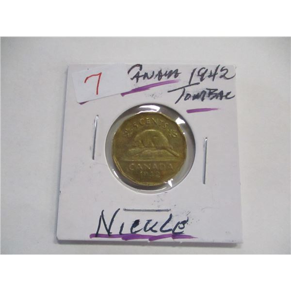 1942 TOMBAC BEAVER CANADA NICKEL