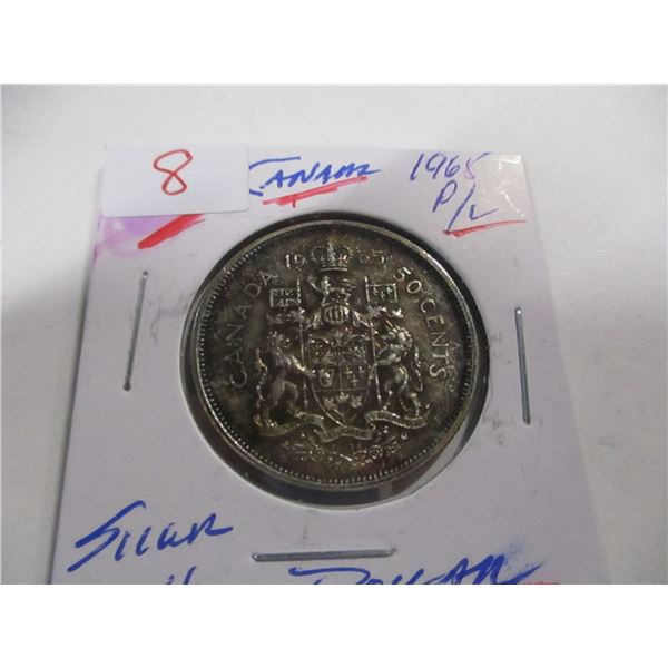 1965 PROOF LIKE CANADA SILVER HALF DOLLAR