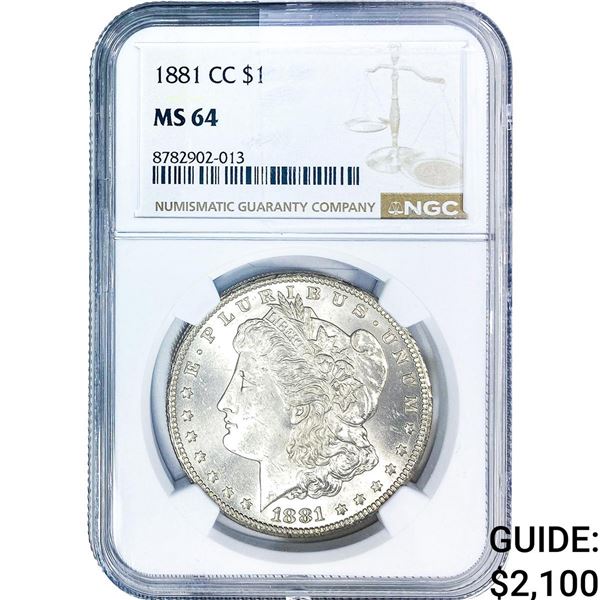 1881-CC Morgan Silver Dollar NGC MS64