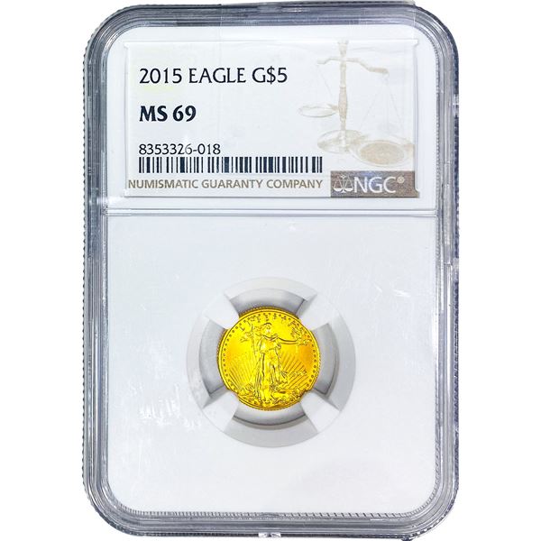 2015 1/10oz Gold Eagle $5 NGC MS69