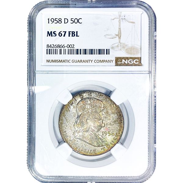 1958-D Franklin Half Dollar NGC MS67 FBL
