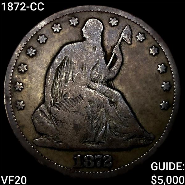 1872-CC Seated Liberty Half Dollar LIGHTLY CIRCULATED