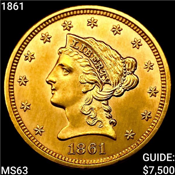 1861 $2.50 Gold Quarter Eagle CHOICE BU