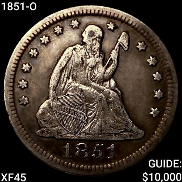 1851-O Seated Liberty Quarter NEARLY UNCIRCULATED