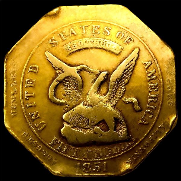 1851 "880" Humbert "880" $50 California Gold