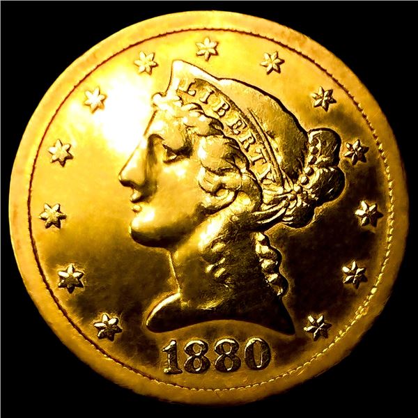 1880-CC $5 Gold Half Eagle