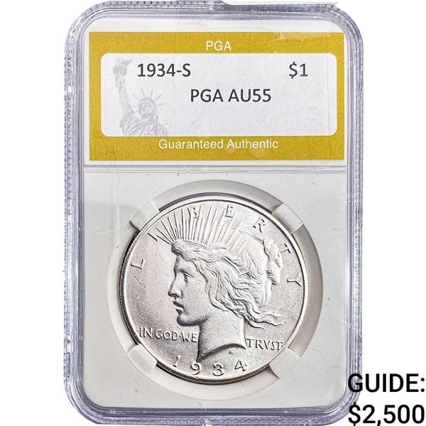 1934-S Silver Peace Dollar PGA AU55