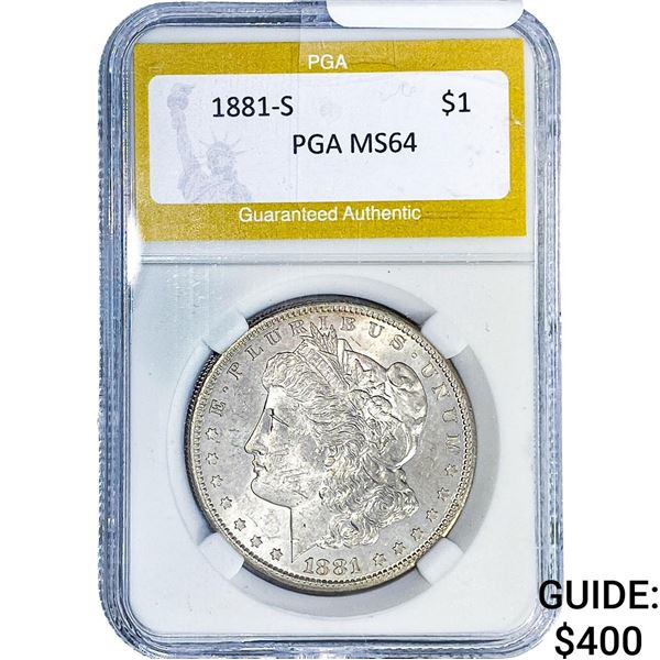 1881-S Morgan Silver Dollar PGA MS64