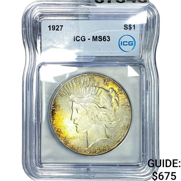1927 Silver Peace Dollar ICG MS63