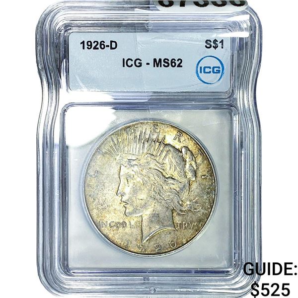 1926-D Silver Peace Dollar ICG MS62